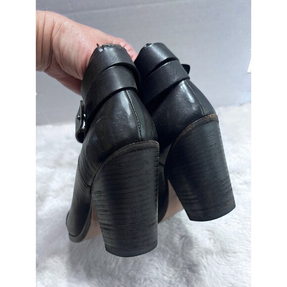 Rag & Bone Harrow Black Ankle Booties With Chunky Heel & Buckle Strap women size - Picture 4 of 9